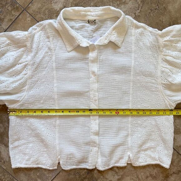 Free People Intimately Full Bloom Shirt Blouse Womens Size Medium Ivory Eyelet - Picture 13 of 14